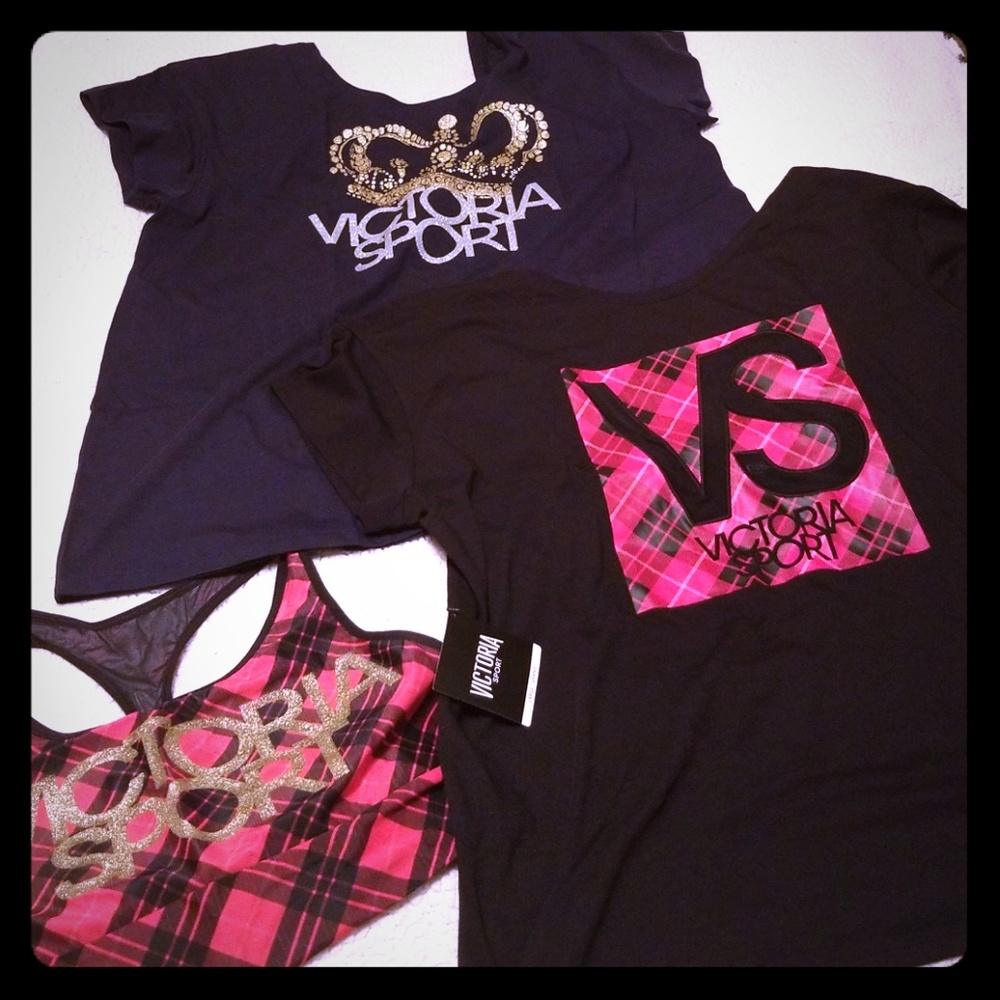 VS Sports Bra and 2 VS Sport shirts